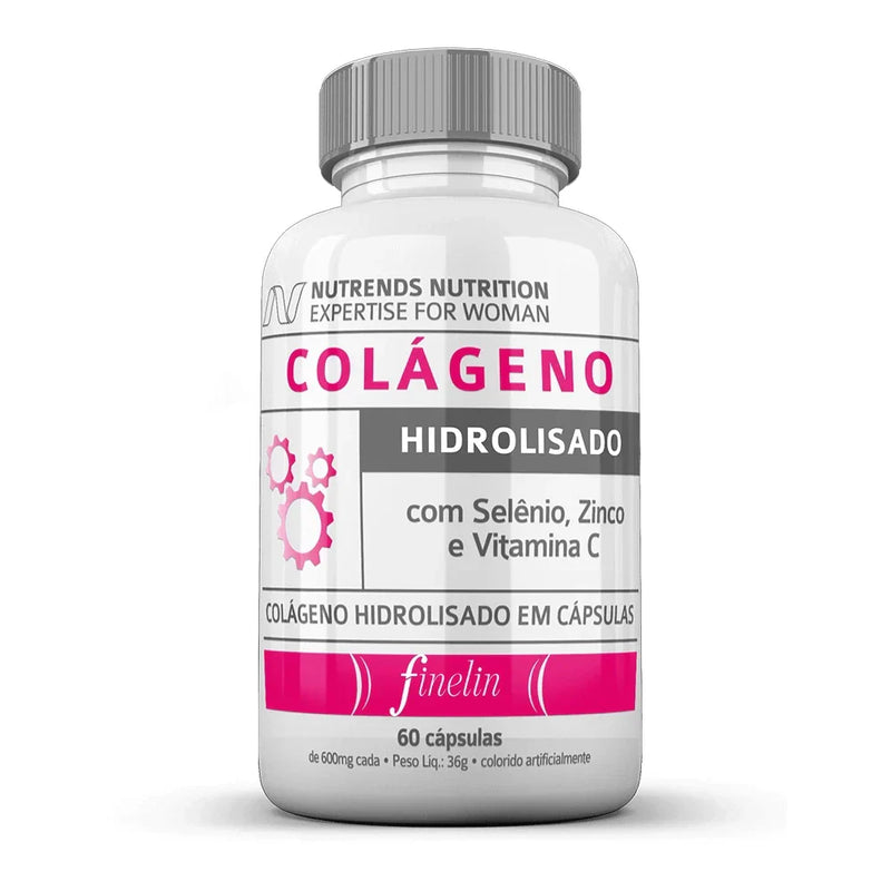 Colágeno Hidrolisado com Vitamina C + Zinco e Selênio - 60 Cápsulas Fórmula Concentrada