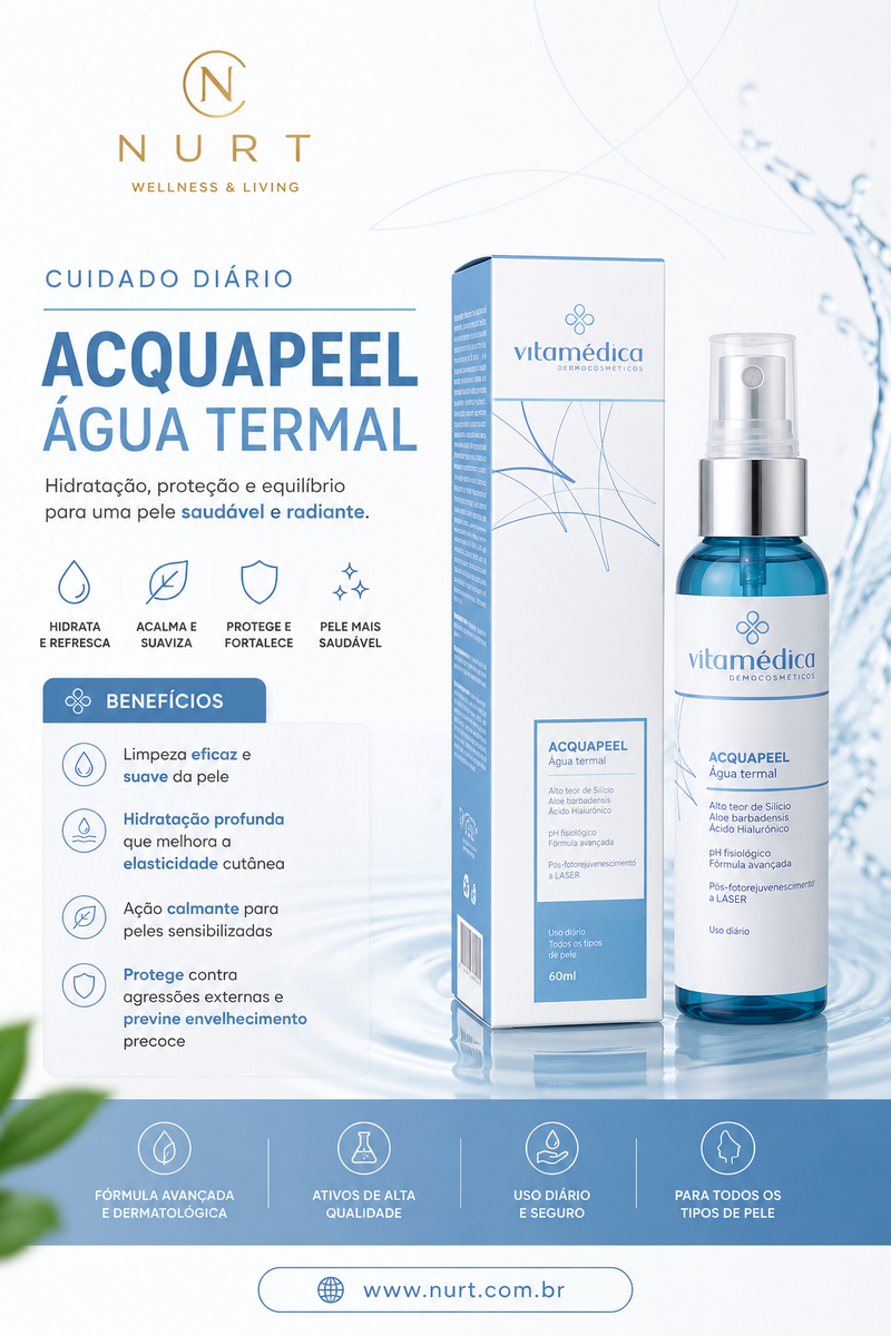 Água Termal Acquapeel para Limpeza e Hidratação Profunda - 60ml