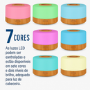 Difusor Madeira Ultrassonico 500ml Umidificador Ar Aromatizador De Aromas Com Led Oleo Essencial