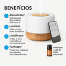 Difusor Madeira Ultrassonico 500ml Umidificador Ar Aromatizador De Aromas Com Led Oleo Essencial