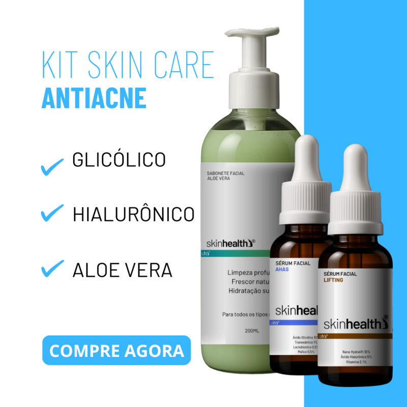 Kit Skincare - Redução de Poros - Sabonete Aloe Vera, Sérum Ahas, Sérum Lifting Skinhealth