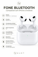 Fone Bluetooth Compatível com iPhone e Android